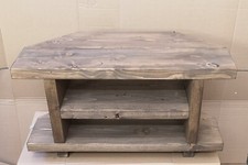 Corner Chunky Rustic StyleTable/ TV Stand,Console Unit Handmade Solid Wood 80 cm