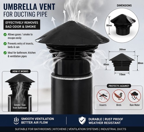Pipe vent cowl umbrella - cowl, cap