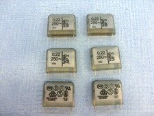 QUANTITY  OF  6  WIMA  0.22 uF (220nF)  MP3  X2  RATED   250 V A.C. CAPACITORS