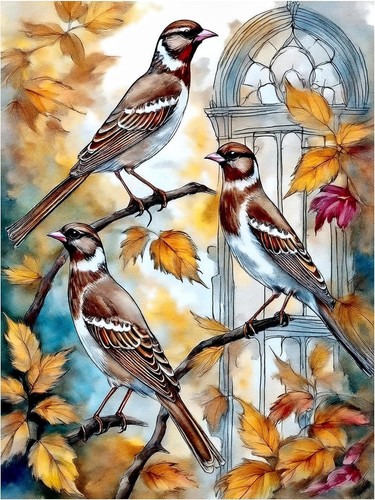 Tile mural three birds a - tile,