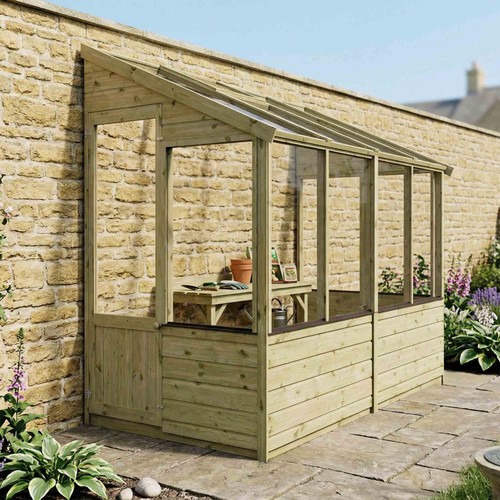 8x4 lean wooden greenhouse - 8x4,