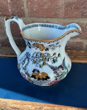 ASHWORTH brothers Hanley Antique CHINOISERIE bird JUG ewer C1890