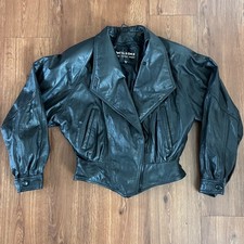 Vintage Wilsons The Leather Experts Black Bomber Jacket Size Small
