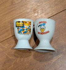 Pair Of Vintage Egg Cups - Donald Duck Good Morning & Bob The Builder, Childrens