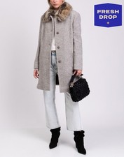 RRP€345 LUCREZIA T Tweed Coat Plus Size 43 US14 UK18 L Alpaca & Wool Blend Lined