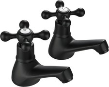 Basin Pillar Taps Pair Black