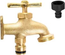 Brass Hose Tap Kit Outdoor 3/4” Threaded Tap Adaptor Garden Quick Connecter