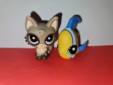 Littlest Pet Shop Authentic Duo #1953 #1954 Persian Wolf Cat and Angelfish LPS