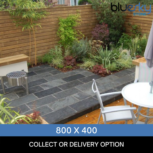 Black slate paving patio - paving,