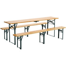 217CM Extra Long Wooden Folding Beer Table Bench Set Outdoor Garden Pub Patio UK