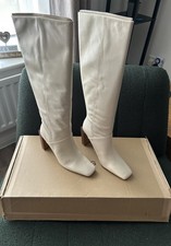 Mango Cream Leather Knee High