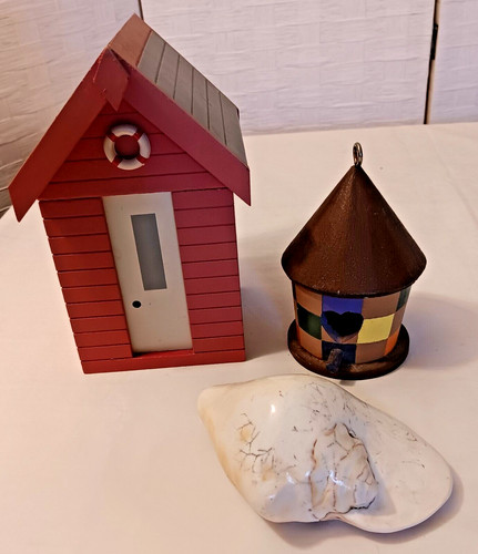 Wooden salmon pink beach hut - beach,