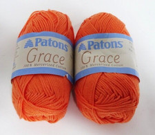 Lot of TWO Skeins Patons GRACE 100% Cotton Fine Sport Yarn 50 gr Terracotta