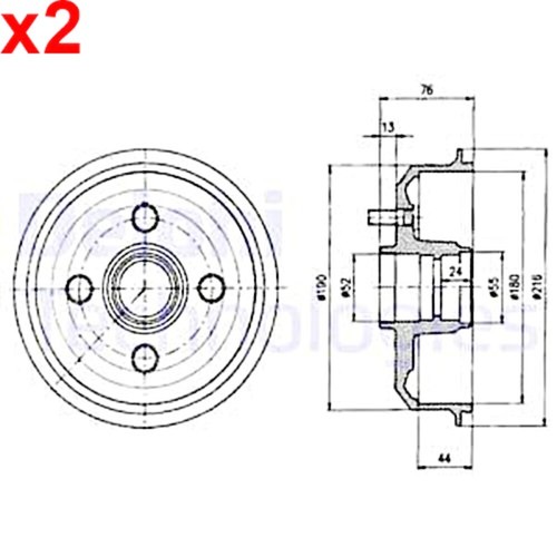 Brake drum delphi - 2x,