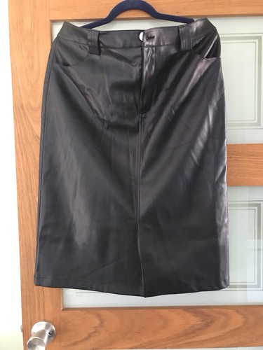 Faux leather pencil skirt - leather, size