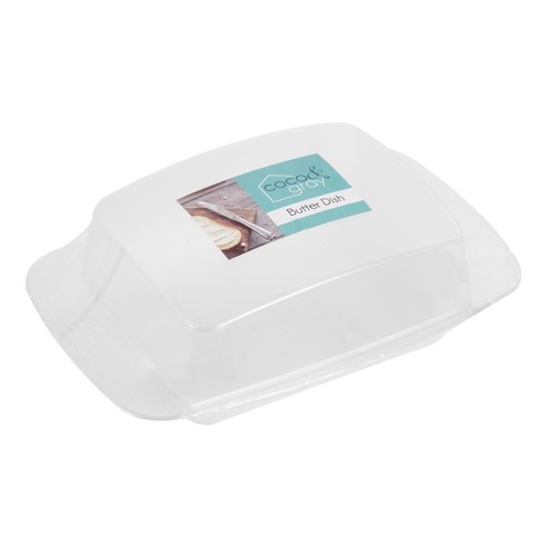 Clear plastic butter dish - butter,