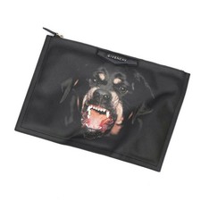 Givenchy Rottweiler Print Black Clutch Bag Vintage Authentic
