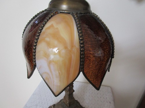 Vintage slag glass table lamp - glass,