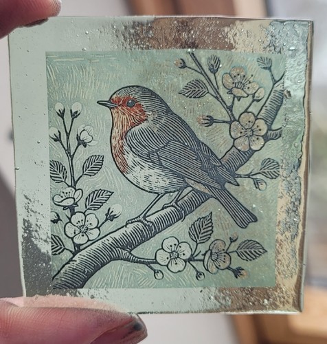 Stained glass robin bird - stained,