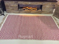 RED CHEVRON Handmade Cotton Jute Reversible Washable ZIG ZAG KILIM RUGS -40%OFF