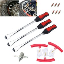 Motorcycle Tire Wheel Changing Spoons Lever Iron Rim Protector Valve Tool Kit UK