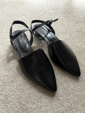 Jigsaw Black Leather Kitten Heels