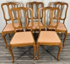 Chairs Vintage French Louis XVI Style Oak Upholstered Set of 5 Carved LOT 4402