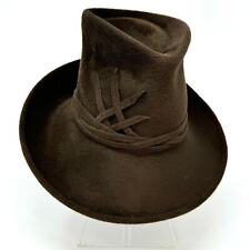 no 80 - Auth Philip Treacy London Tall Brown Wool Felt Fedora Hat