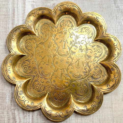 Vintage indian etched - etched, brass