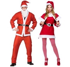 Mr & Mrs Claus Couple's Costume Father Christmas Santa Fancy Dress Outfit Suit