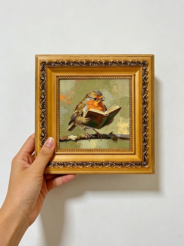 Charming robin bird oil - bird,