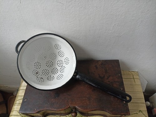 Vintage black white enamel - &,