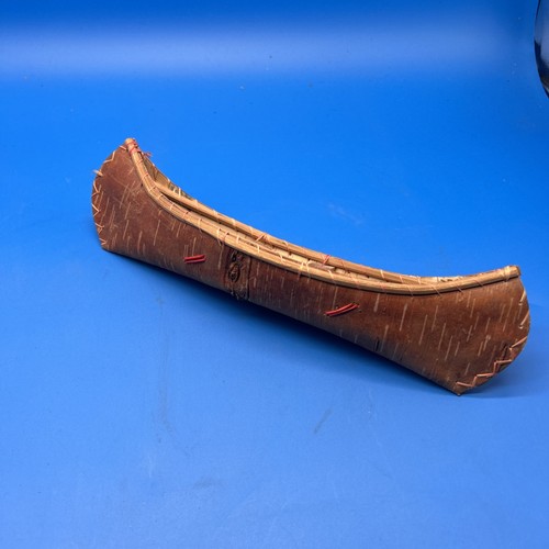 Vintage birch bark canoe - 14”,