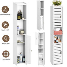 Slimline Bathroom Tallboy Free Standing Cabinet Tall Storage Cupboard 4-6 Tier 