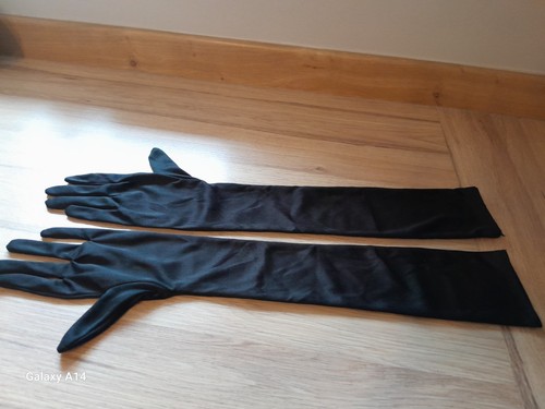 Black satin gloves for evening - satin,