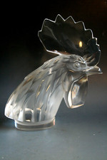 LALIQUE  TETE DE COQ  GLASS CAR MASCOT