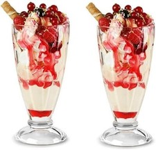 2x Tall Ice Cream Sundae Glasses Milkshake Knickerbocker Glory Dessert Ice Cream