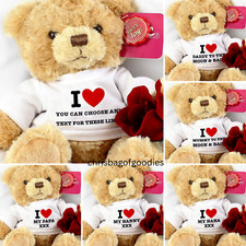 PERSONALISED I LOVE Heart MY MUM DAD ANYONE 7 inch TEDDY BEAR Gifts for Him Her