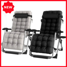 Outdoor Reclining Zero Gravity Chair Extra Wide Adjustable Garden Sun Lounger UK