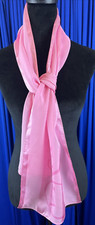 Oscar De La Renta Silk Scarf Pink Logo Rolled Hem 58" x 11" (no label)