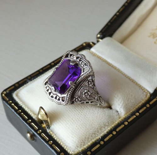 Amethyst ring sterling silver - sterling,