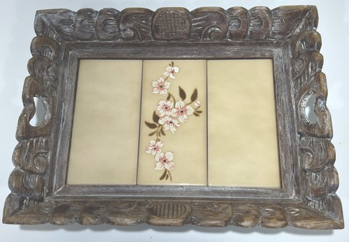 Carved wood serving tray - serving,