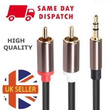 Pure HQ OFC Audio Metal 3.5mm Stereo Jack to 2 RCA Phono Plugs Cable Gold UK