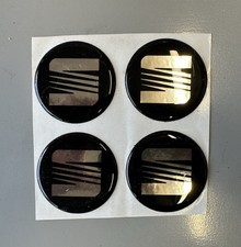 •Genuine• SEAT 50mm Black Wheel Badge/Centre Cap Stickers X4
