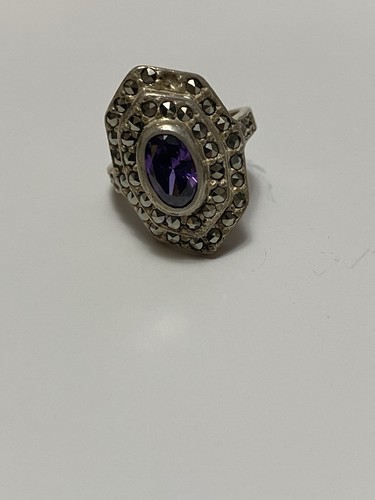 Vintage sterling amethyst - sterling, &