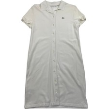Lacoste Polo Shirt Dress Button Down White Classic Logo Womens Size 36 / UK 8