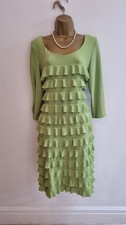 Pretty Frank Lyman Lime Green Ruffle Dress With Stretch Size 14