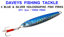 3 X BLUE & SILVER HOLOGRAPHIC FISH PIRKS 200g BOAT SEA FISHING LURE COD POLLOCK