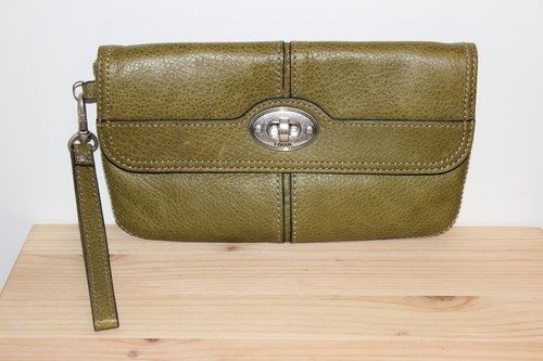 Fossil leather wallet - fossil, green