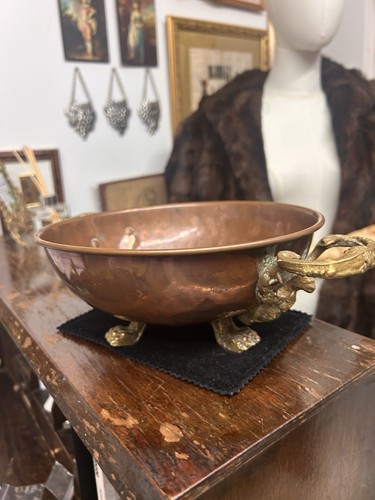 Antique hammered copper bowl - hammered,